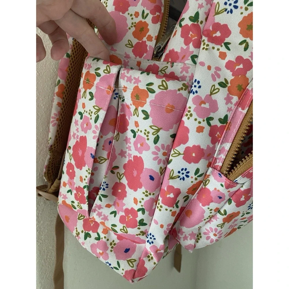 Lucky Brand Backpack White Background Pink & Orange Flowers